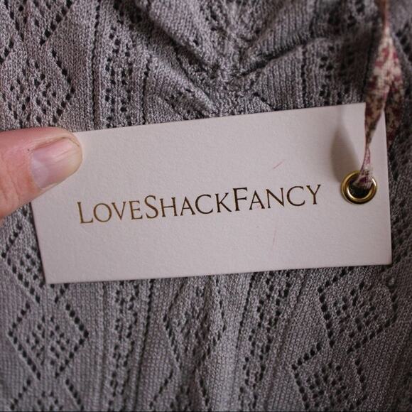 LoveShackFancy Lila Pointelle Slip Dress Petticoat Gray S - Picture 6 of 9